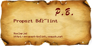 Propszt Bálint névjegykártya